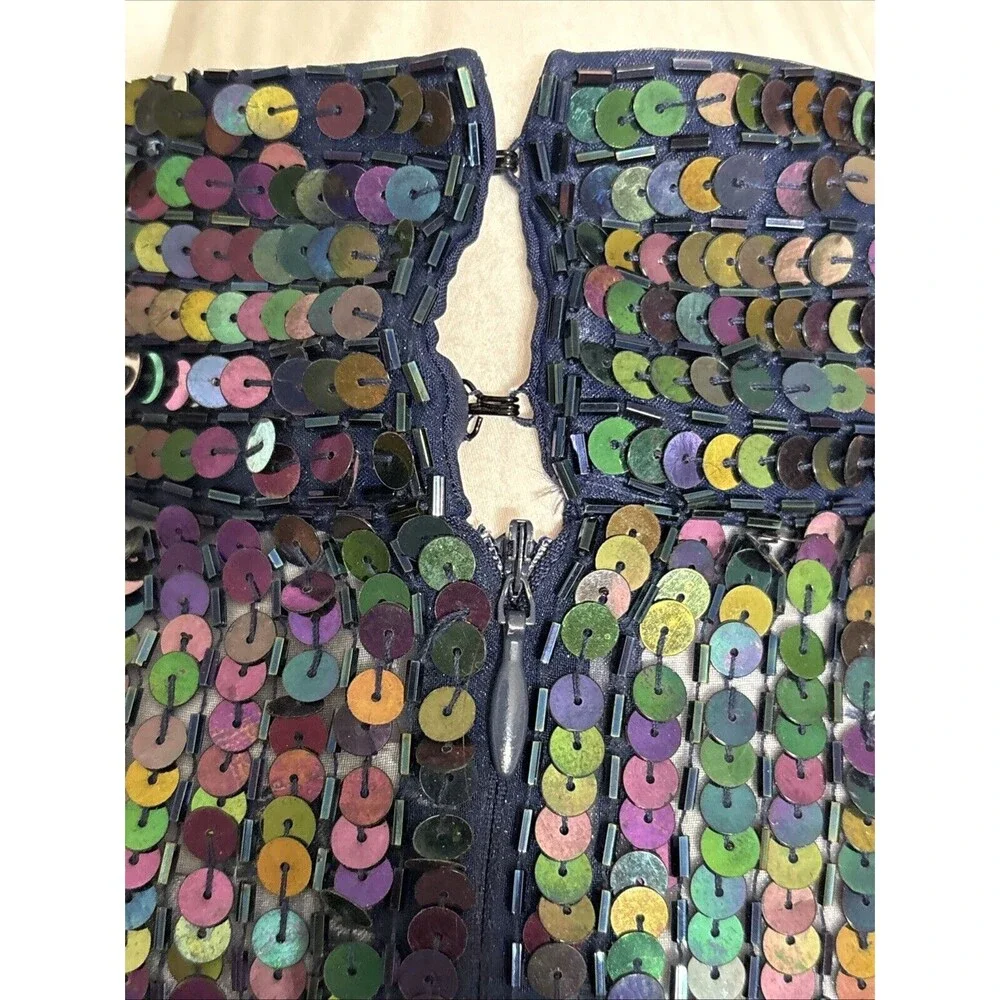 Beautiful!!  VTG Nolan Miller Dynasty Collection Dress/ Sequins/ Size 12 - Picture 6 of 13